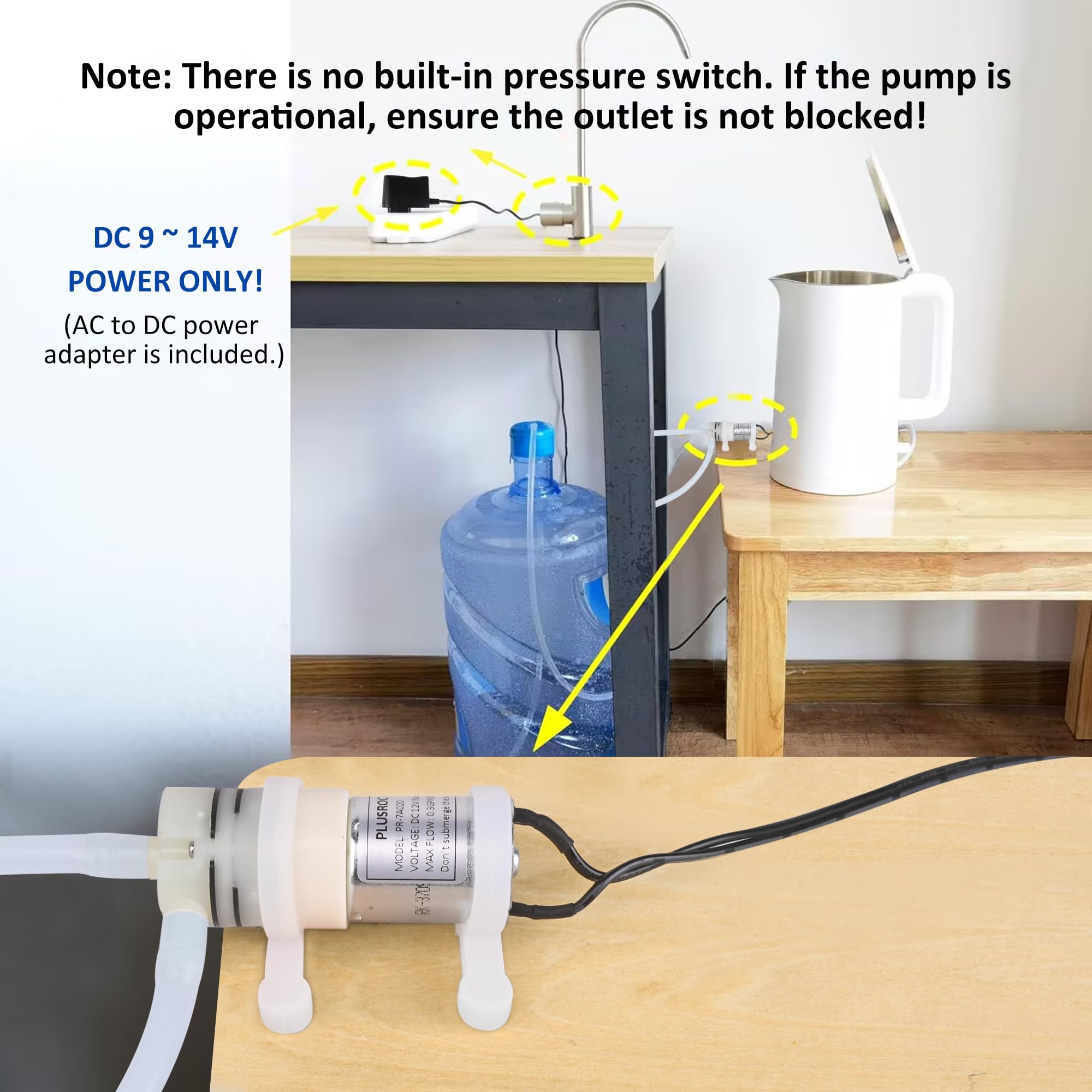 PlusRoc 12V DC Small Water Transfer Pump 1.3LPM Mini Self Priming